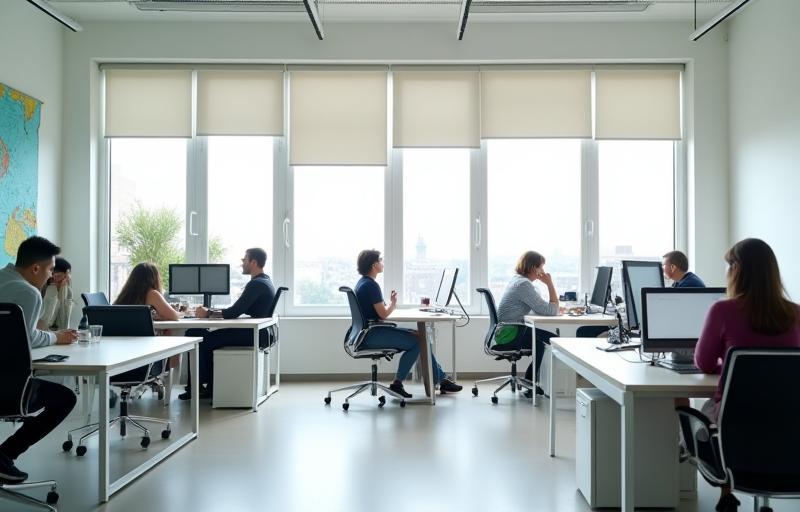 Modern office space or team working collaboratively